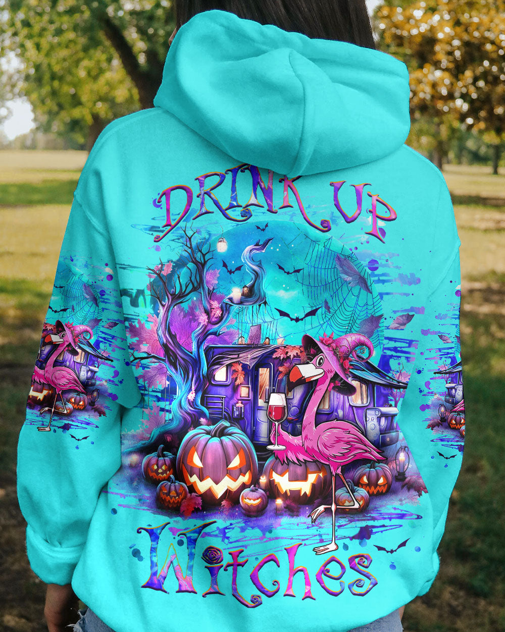 BLISSCORNERS DRINK UP WITCHES FLAMINGO HALLOWEEN ALL OVER PRINT