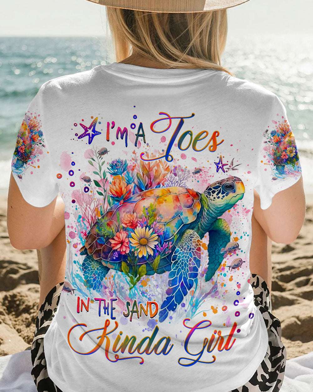 BLISSCORNERS I'M A TOES IN THE SAND KINDA GIRL TURTLE ALL OVER PRINT
