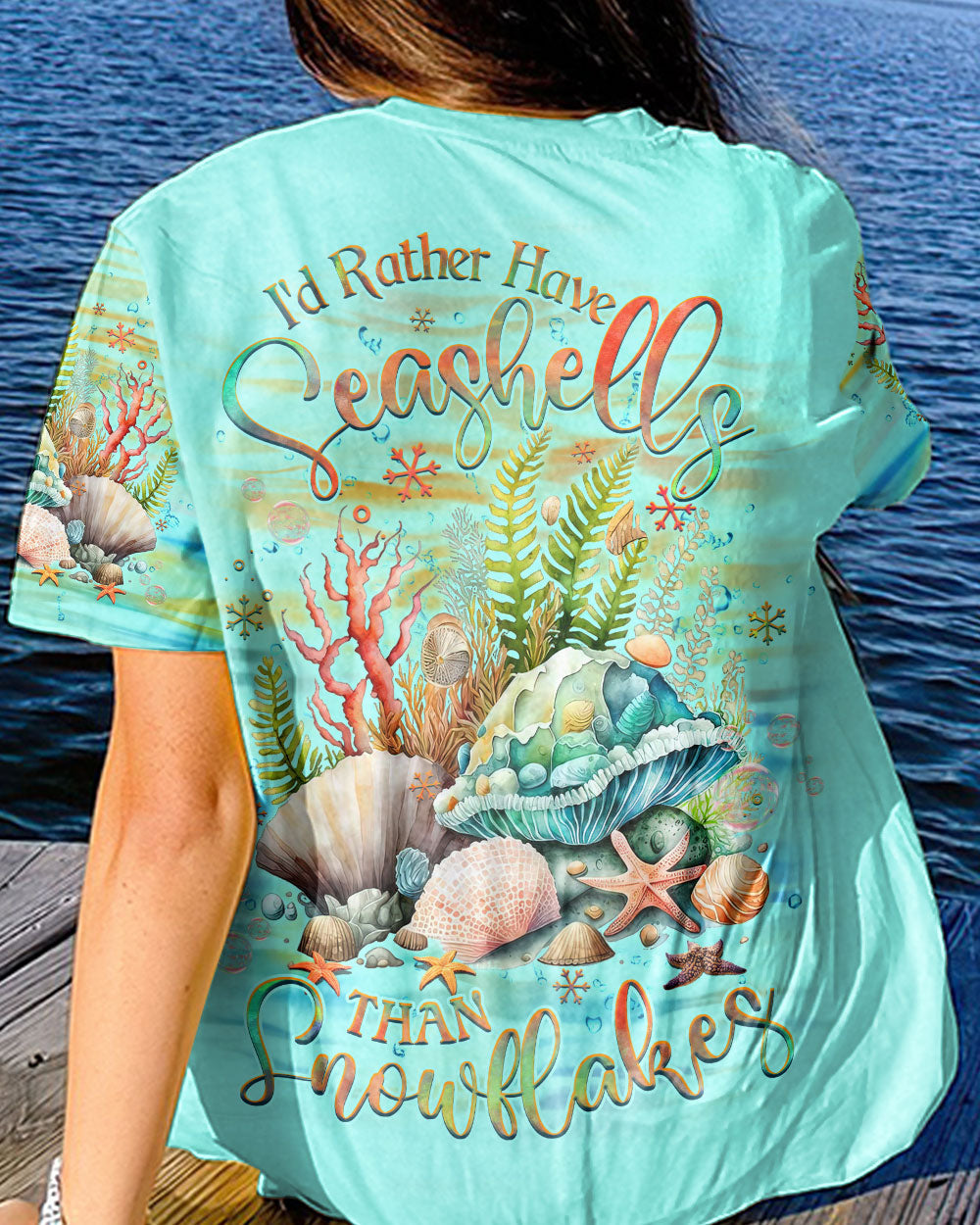 BLISSCORNERS I'D RATHER HAVE SEASHELLS ALL OVER PRINT