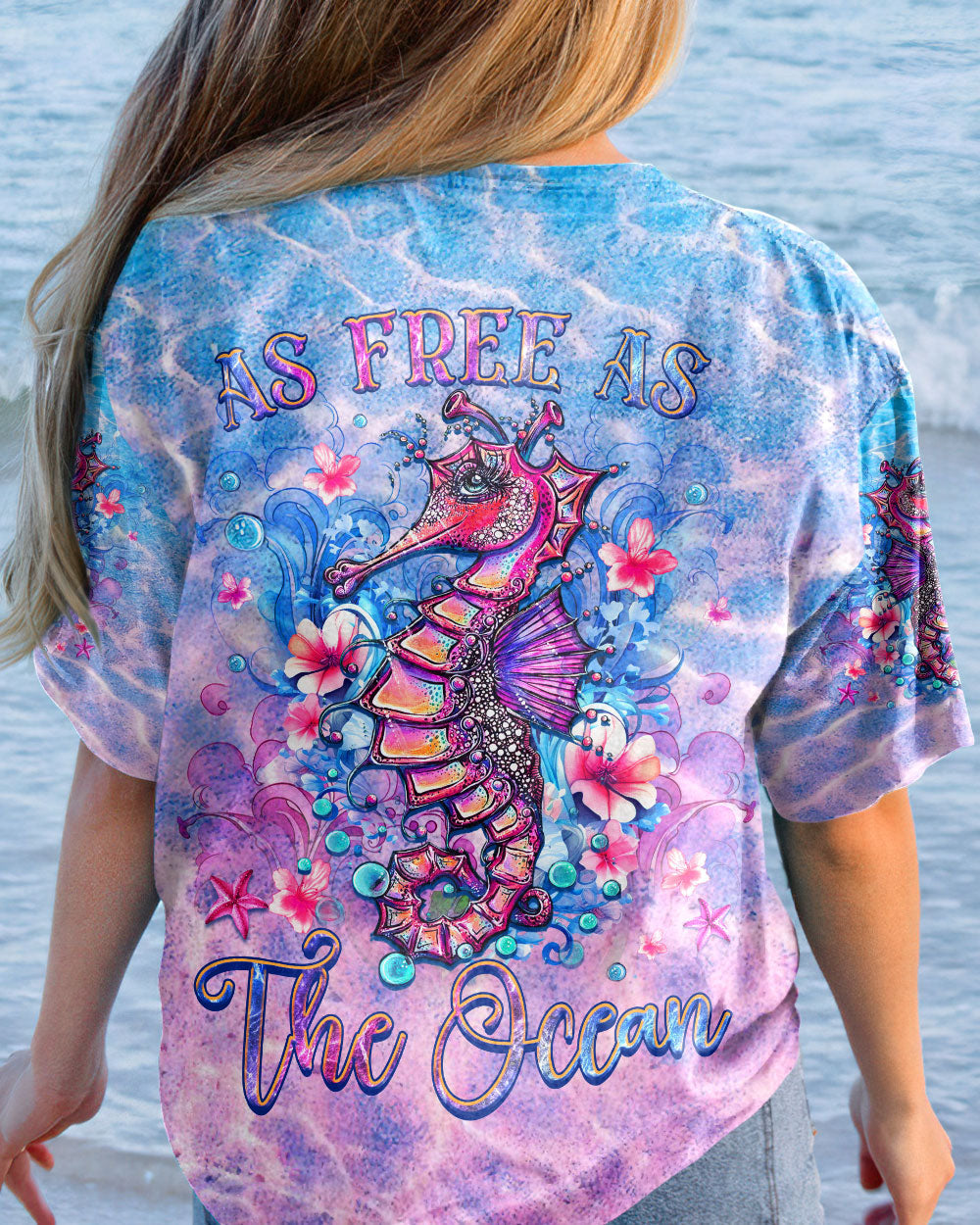 BLISSCORNERS AS FREE AS THE OCEAN SEAHORSE ALL OVER PRINT