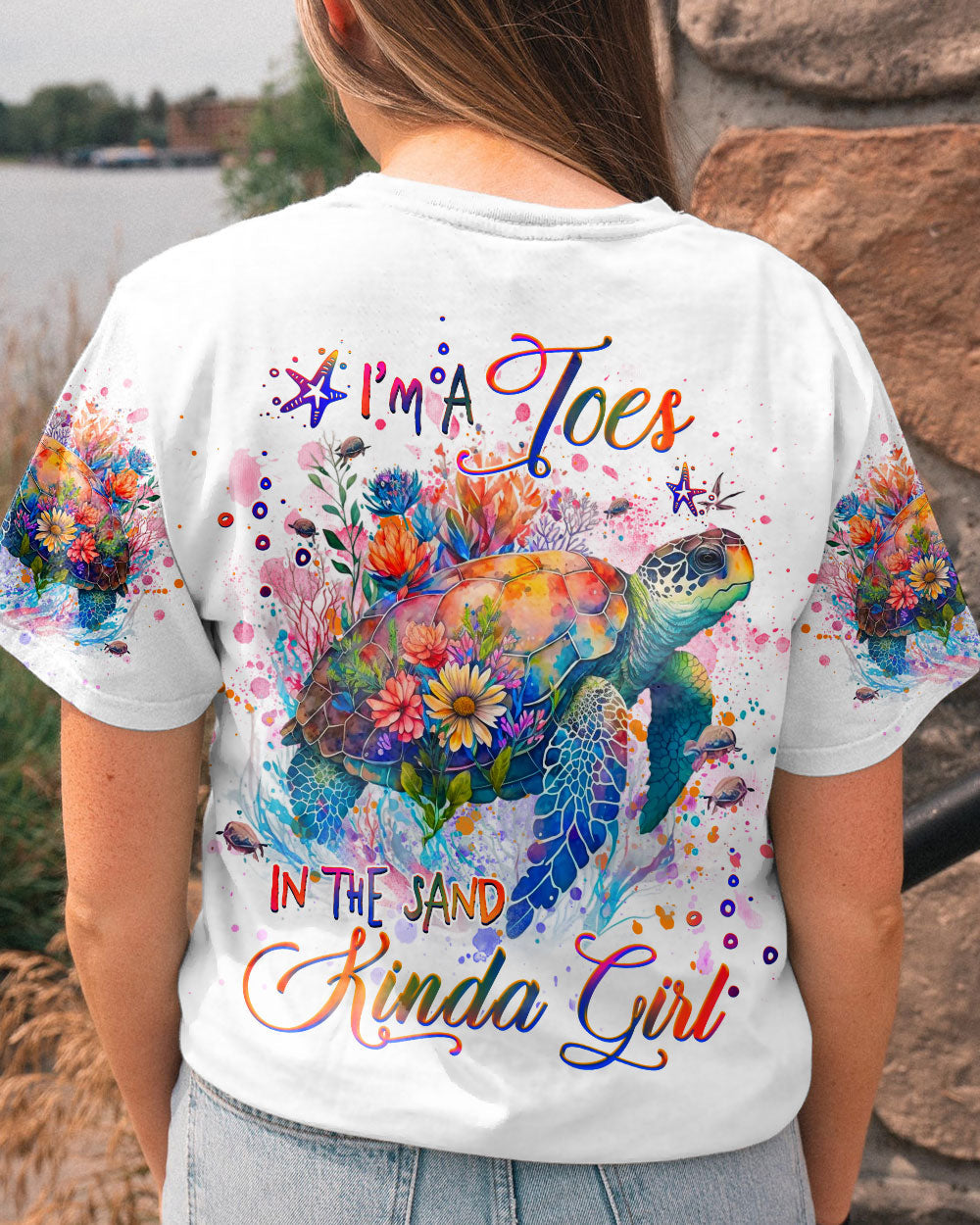 BLISSCORNERS I'M A TOES IN THE SAND KINDA GIRL TURTLE ALL OVER PRINT