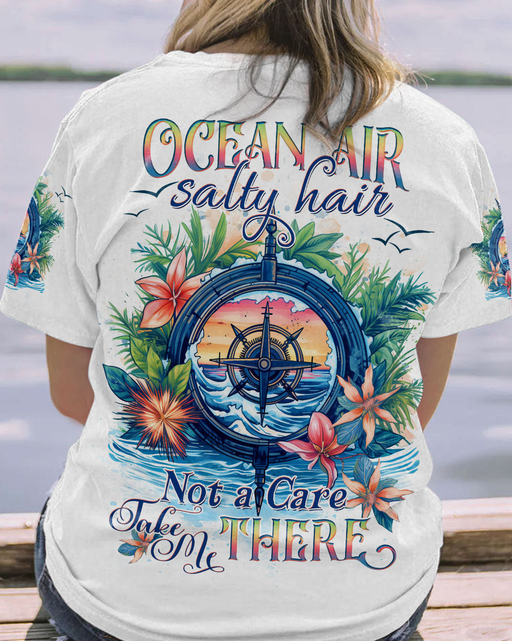 BLISSCORNERS OCEAN AIR SALTY HAIR COMPASS ALL OVER PRINT