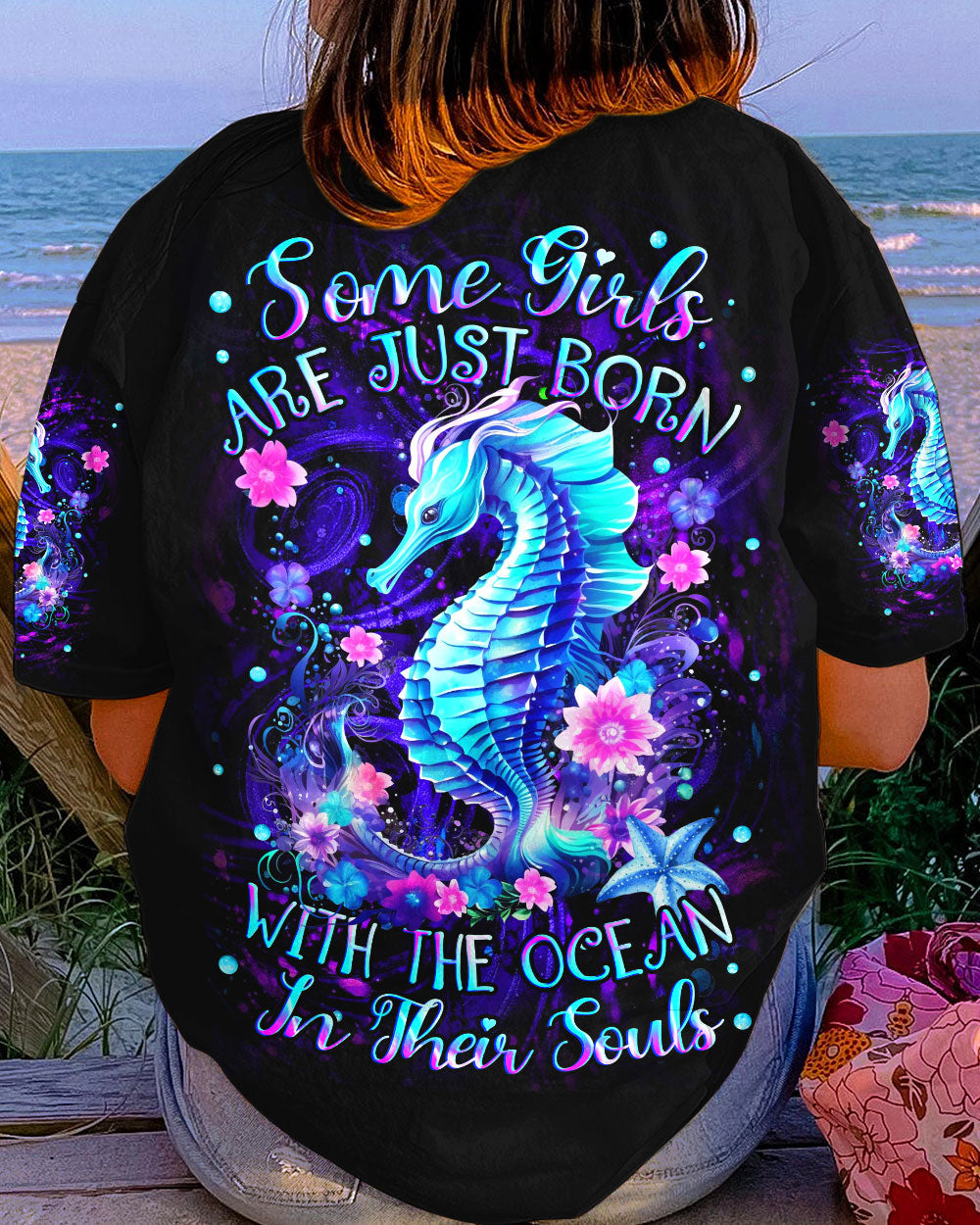 BLISSCORNERS SOME GIRLS ARE JUST BORN SEAHORSE ALL OVER PRINT