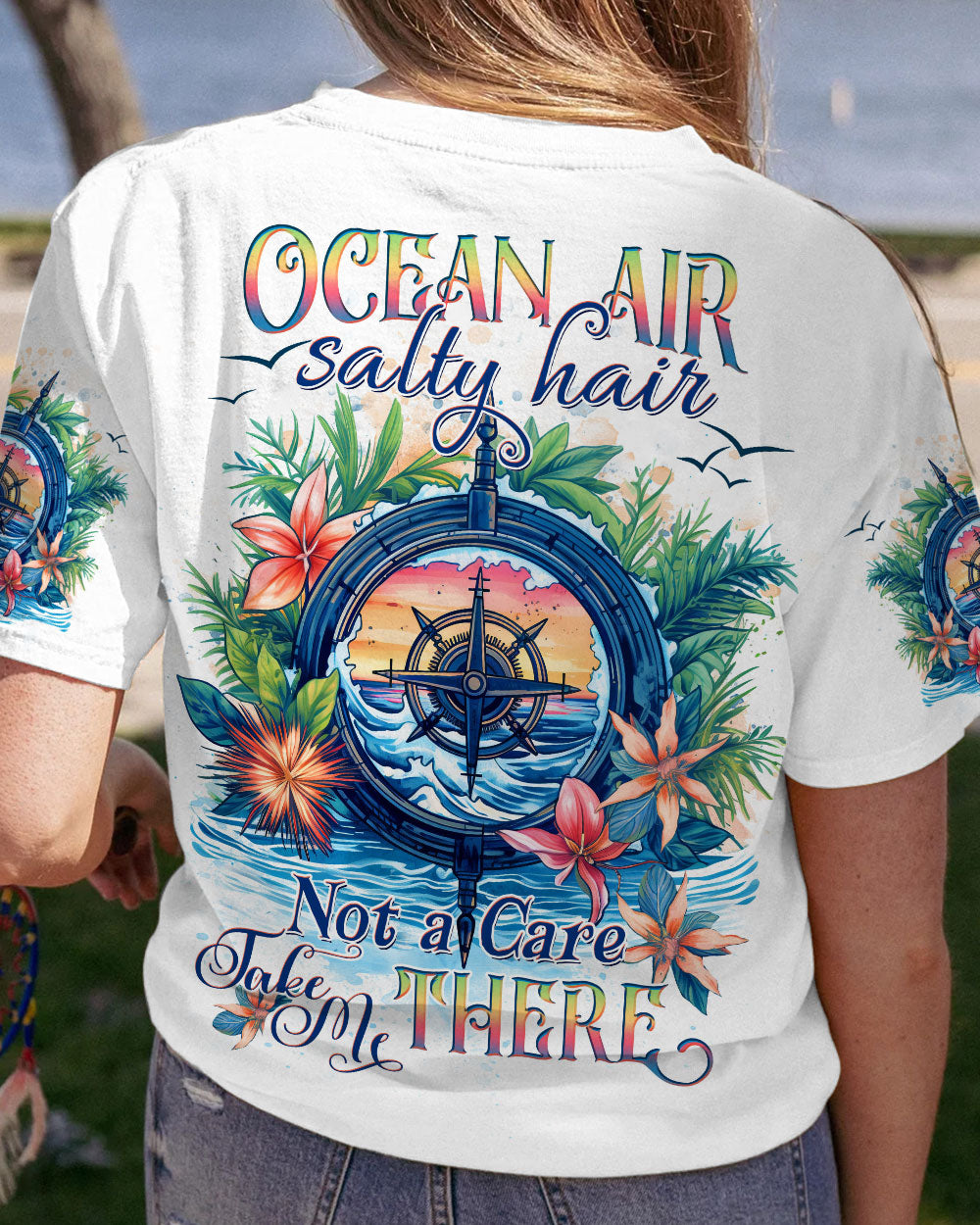 BLISSCORNERS OCEAN AIR SALTY HAIR COMPASS ALL OVER PRINT