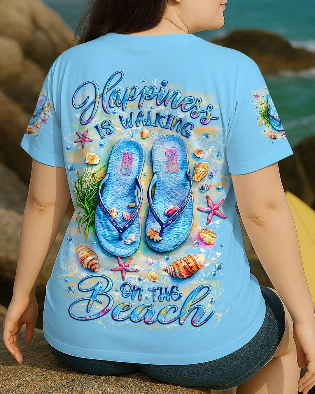 BLISSCORNERS HAPPINESS IS WALKING ON THE BEACH ALL OVER PRINT