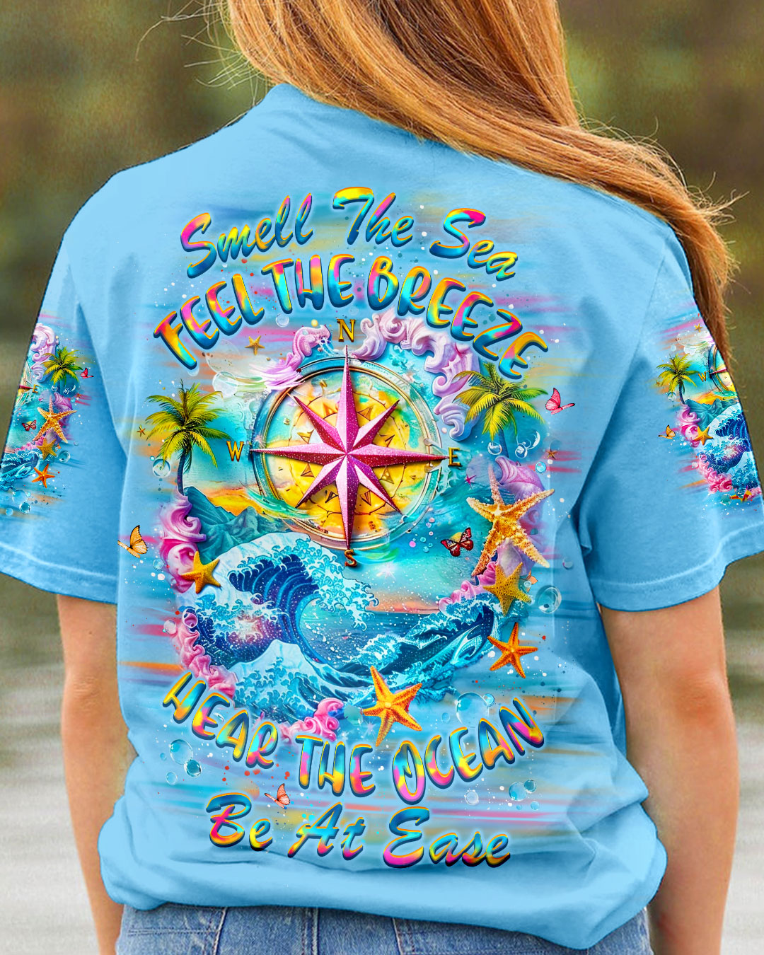 BLISSCORNERS SMELL THE SEA FEEL THE BREEZE COMPASS ALL OVER PRINT