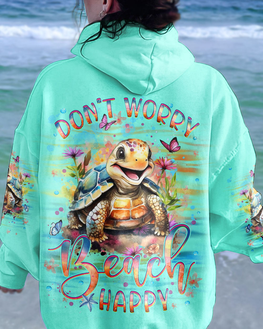 BLISSCORNERS DON'T WORRY BEACH HAPPY TURTLE ALL OVER PRINT