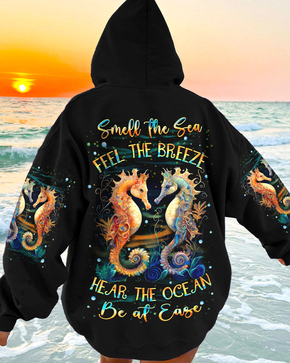 BLISSCORNERS SMELL THE SEA FEEL THE BREEZE SEAHORSE ALL OVER PRINT