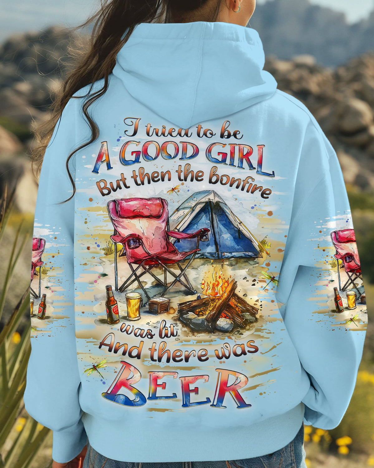 BLISSCORNERS I TRIED TO BE A GOOD GIRL BORNFIRE BEER ALL OVER PRINT