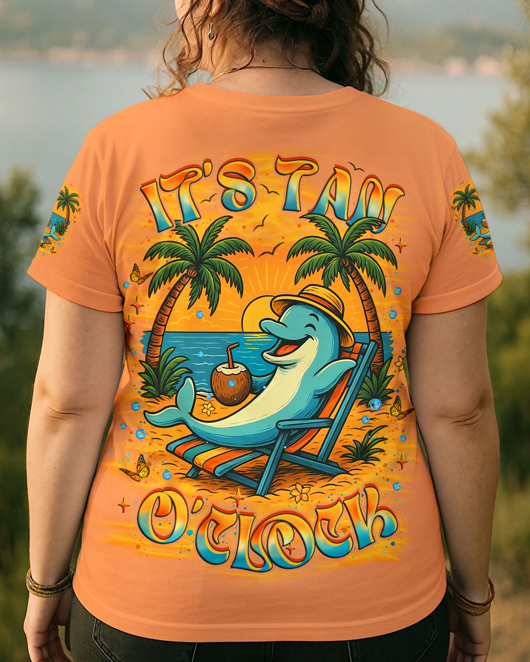 BLISSCORNERS IT'S TAN O'CLOCK FUNNY SHARK ALL OVER PRINT