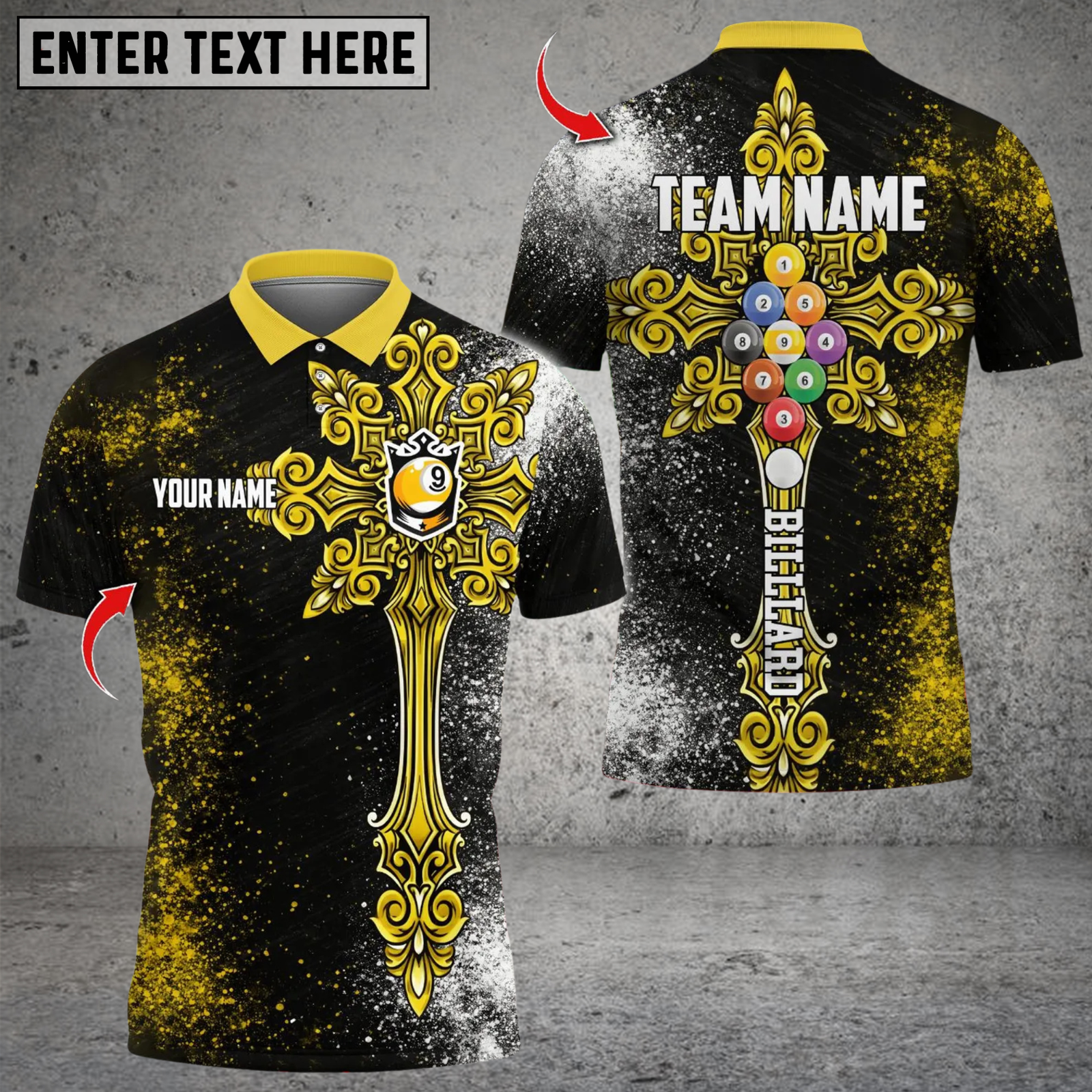 Blisscorners Billiard Ball 9 Cross Design Multicolor Customized Name, Team Name 3D Shirts