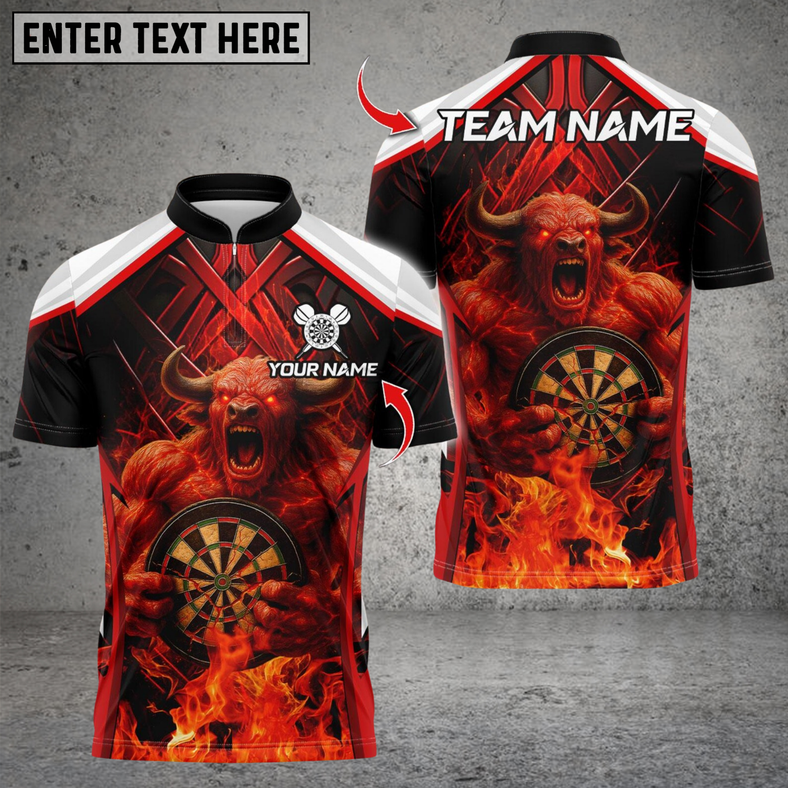 Blisscorners Darts Demon Fire Style Multicolor Customized Name, Team Name 3D Shirts