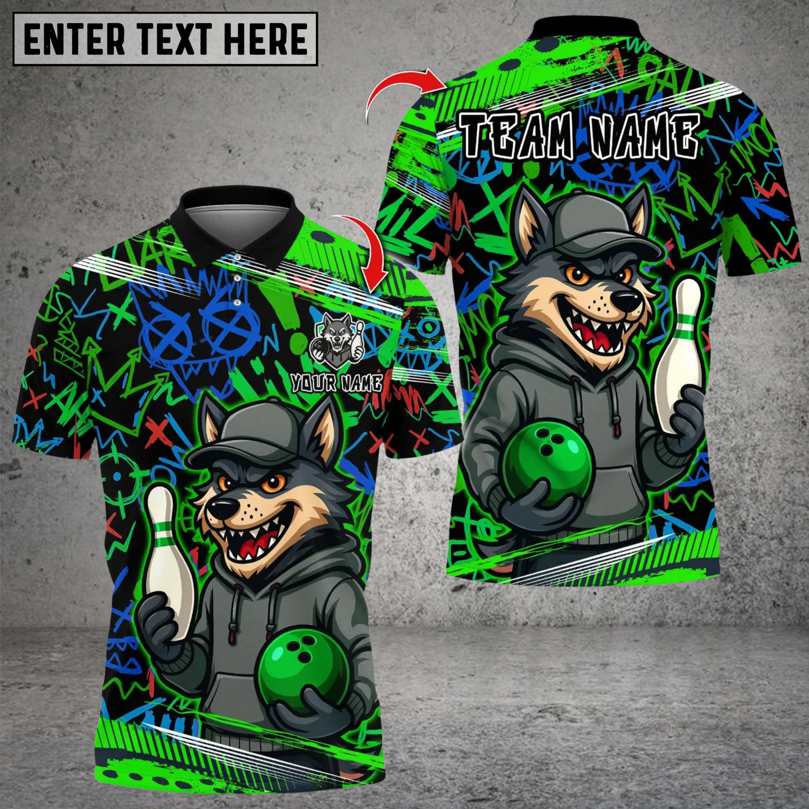 Blisscorners Hoodie Wolf With Bowling Multicolor Customized Name, Team Name 3D Shirts