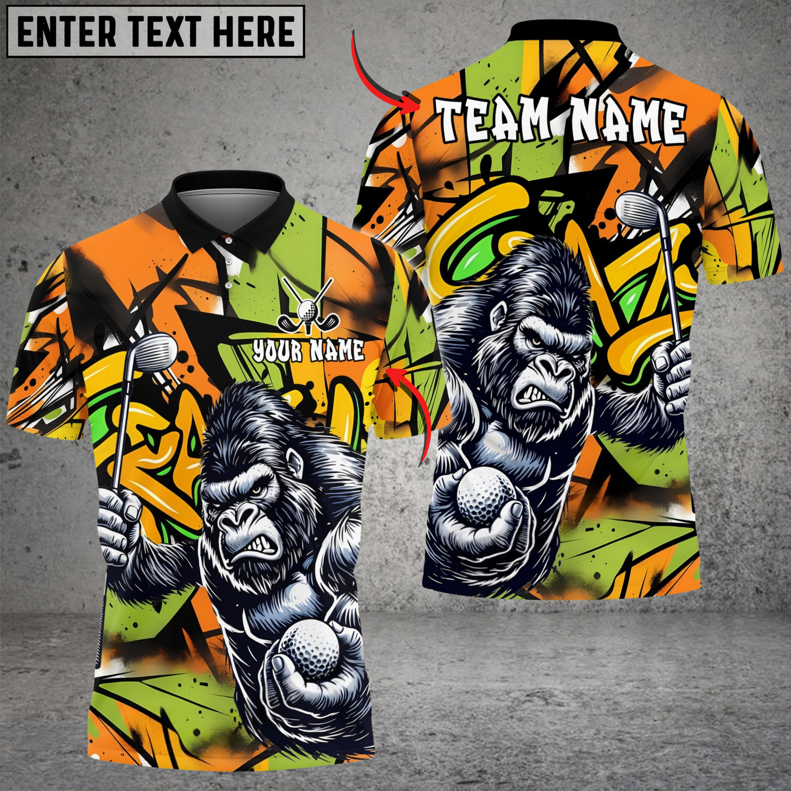 Blisscorners Savage Gorilla Swing Golf Polo Shirt Customized Name, Team Name 3D Shirts