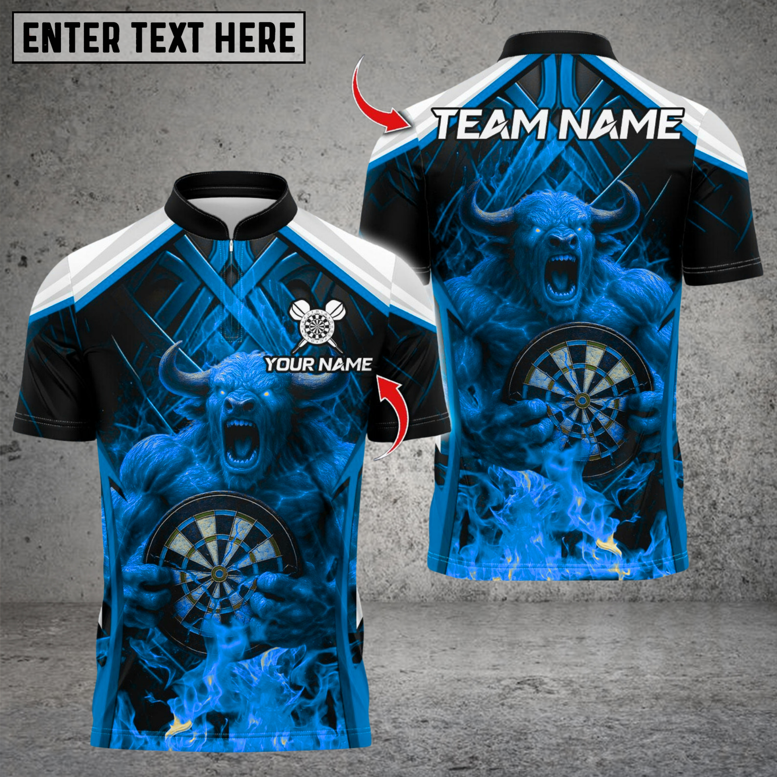Blisscorners Darts Demon Fire Style Multicolor Customized Name, Team Name 3D Shirts