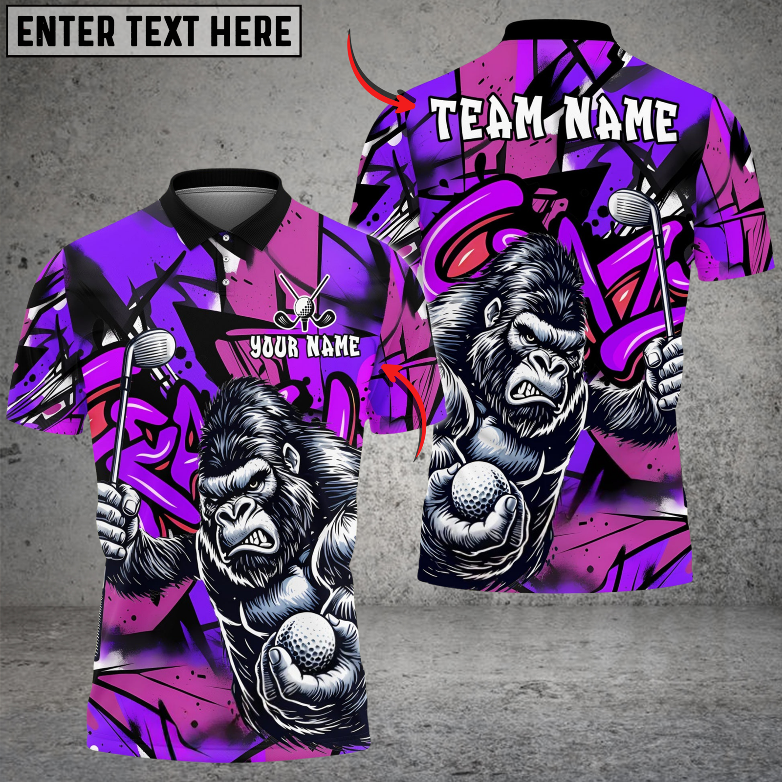 Blisscorners Savage Gorilla Swing Golf Polo Shirt Customized Name, Team Name 3D Shirts