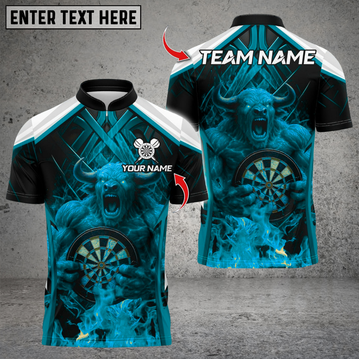 Blisscorners Darts Demon Fire Style Multicolor Customized Name, Team Name 3D Shirts