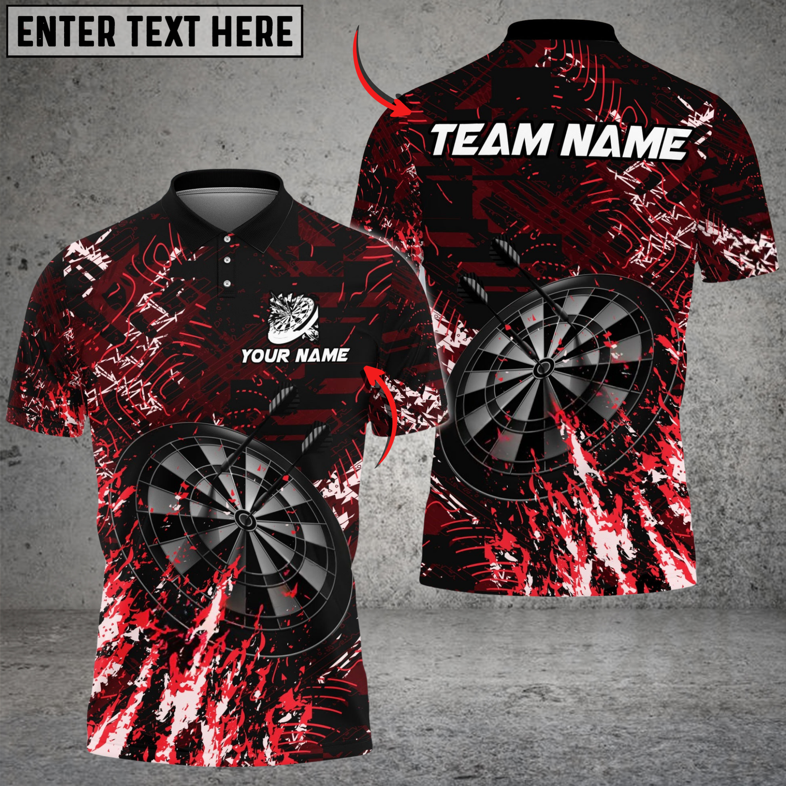 Blisscorners Darts Dark Grunge Multicolor Customized Name, Team Name 3D Shirts