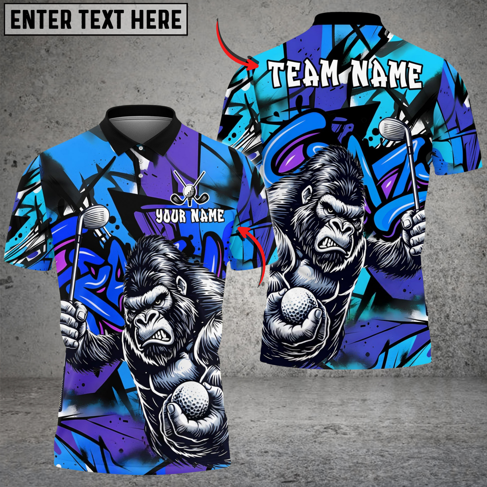 Blisscorners Savage Gorilla Swing Golf Polo Shirt Customized Name, Team Name 3D Shirts