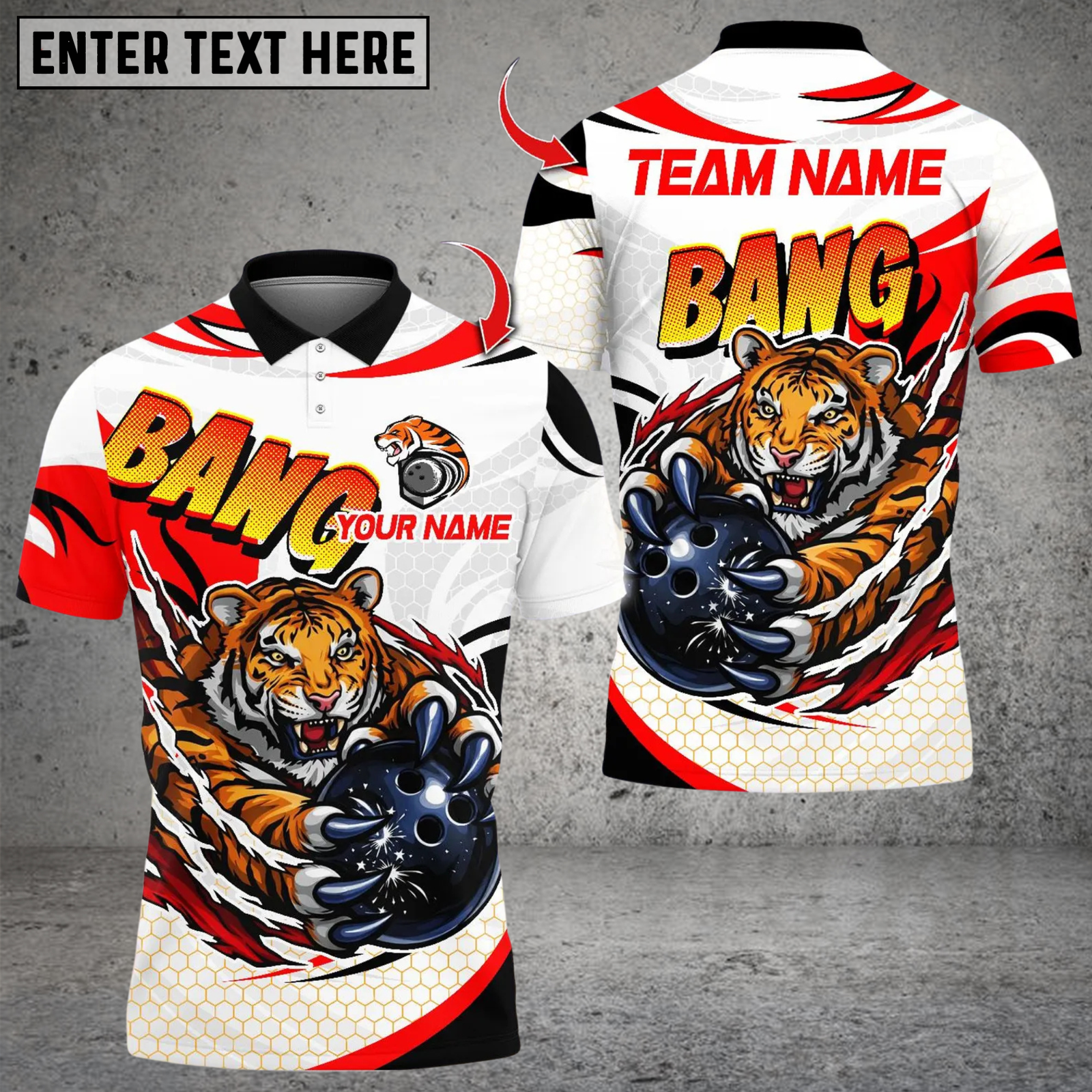 Blisscorners Bowling Cool Blooded Ferocious Tiger Multicolor Customized Name, Team Name 3D Shirts