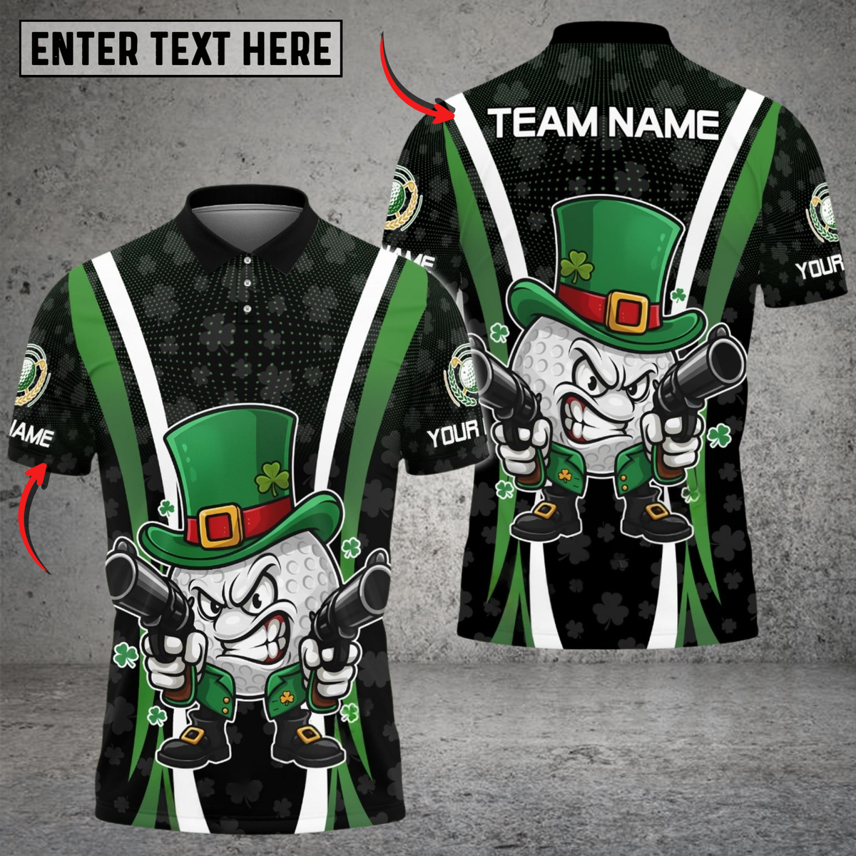 Blisscorners Irish Cowboy St. Patrick Golf Polo Shirt Customized Name, Team Name Shirts