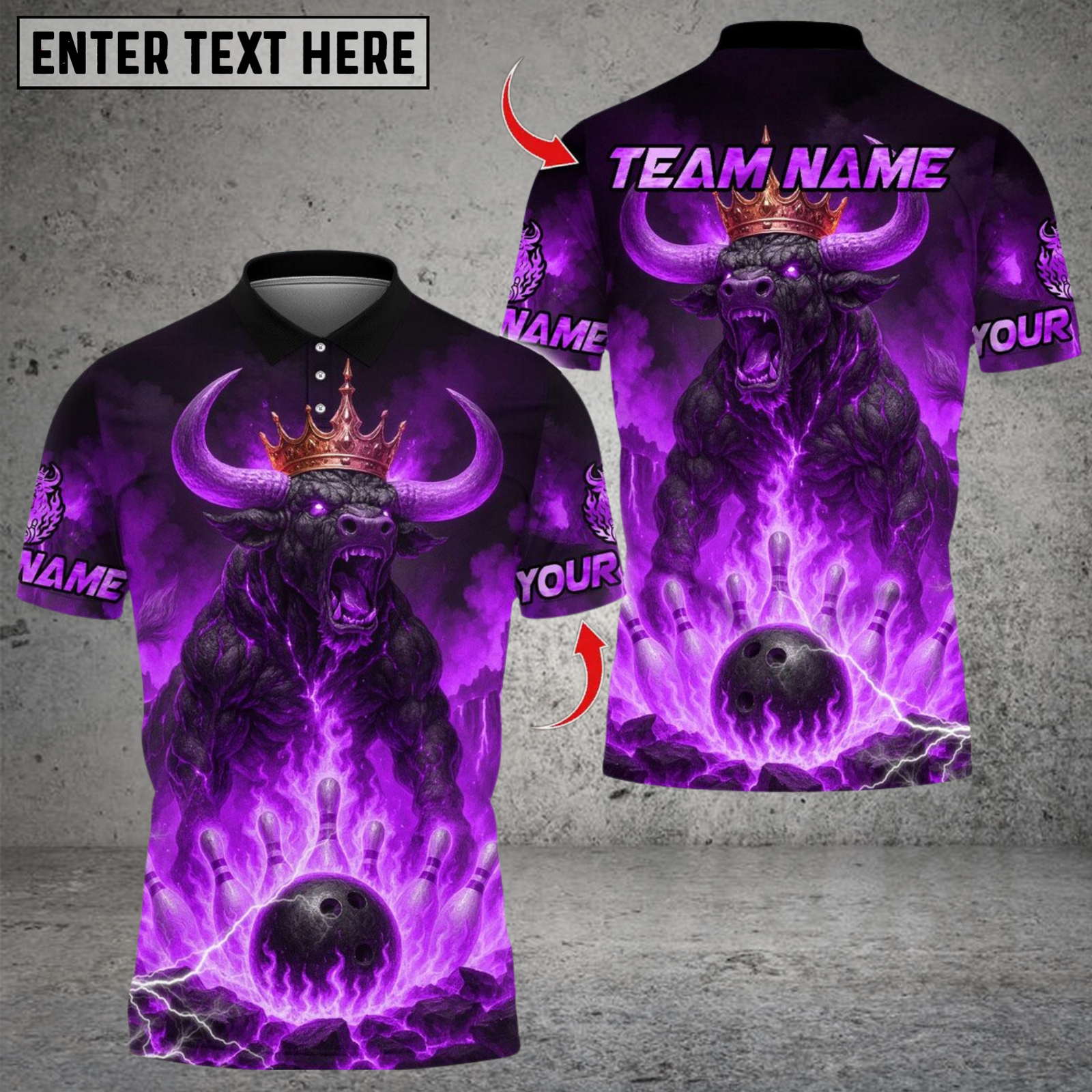 Blisscorners Bowling Flame King Bull Multicolor Customized Name Team Name 3D Shirts  6