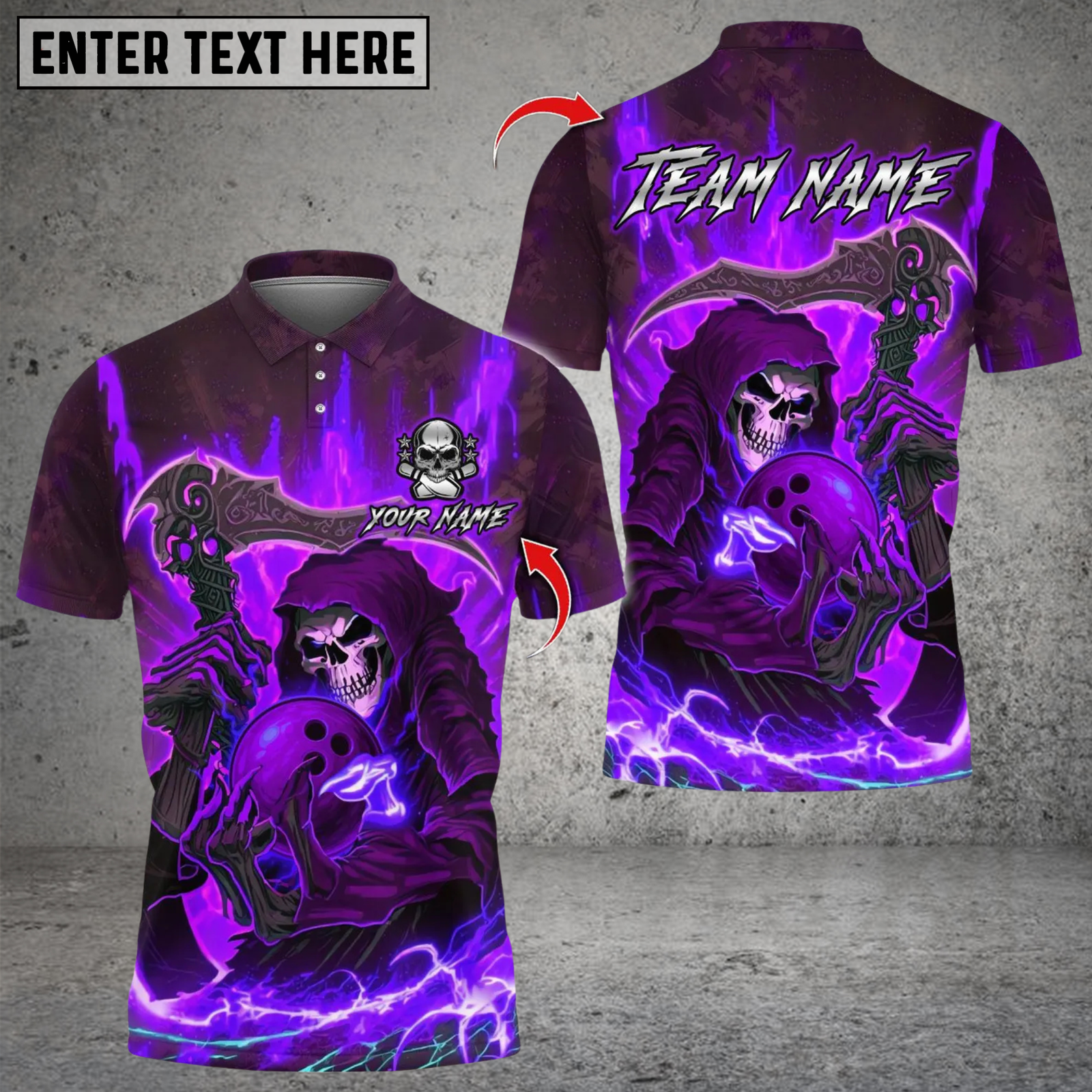 Blisscorners Bowling Flame Grim Reaper Multicolor Customized Name, Team Name 3D Shirts