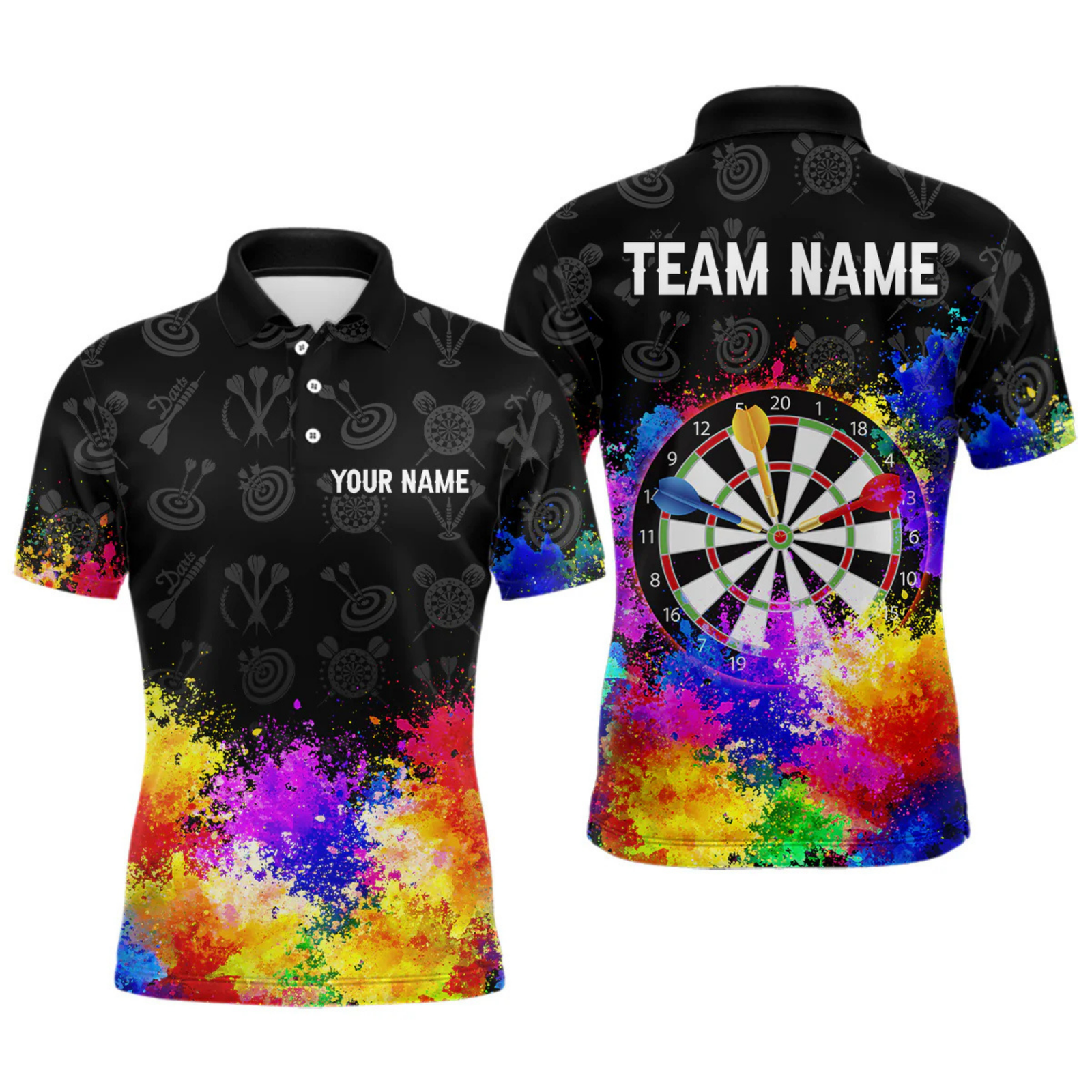 Blisscorners Funny Dartboard Colorful Grunge Dart Shirts For Men | Darts Team Jerseys – Polo & Quarter Zip  LM0705