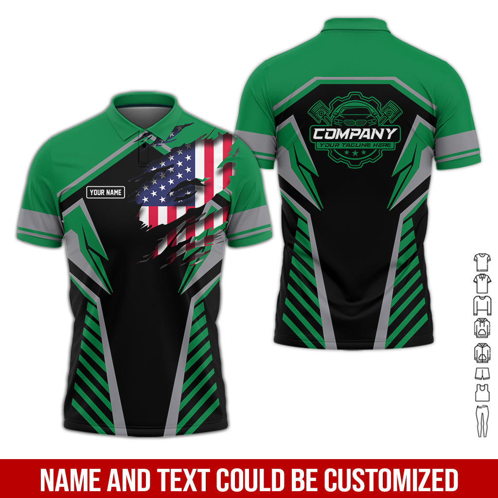 Blisscorners Personalized Diesel Mechanic Shirt, Green Garage Uniform, Gift for Car Guys & Technicians, Size S to 5XL