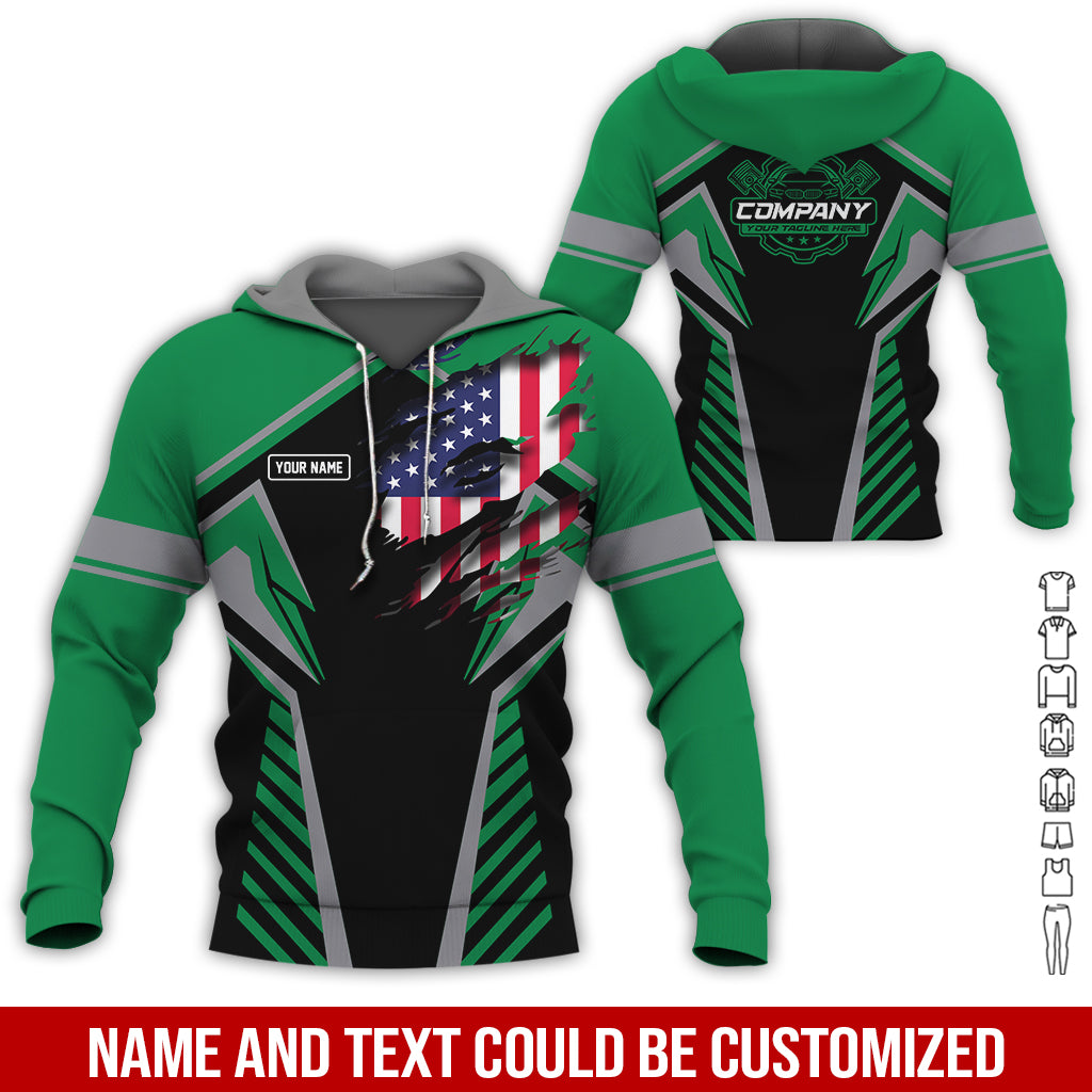 Blisscorners Personalized Diesel Mechanic Shirt, Green Garage Uniform, Gift for Car Guys & Technicians, Size S to 5XL