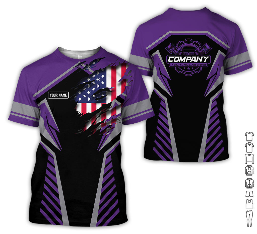Blisscorners Personalized Diesel Mechanic Shirt, Purple Garage Uniform, Gift for Car Guys & Technicians, Size S to 5XL