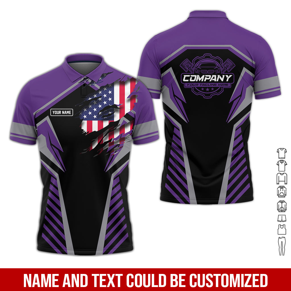 Blisscorners Personalized Diesel Mechanic Shirt, Purple Garage Uniform, Gift for Car Guys & Technicians, Size S to 5XL