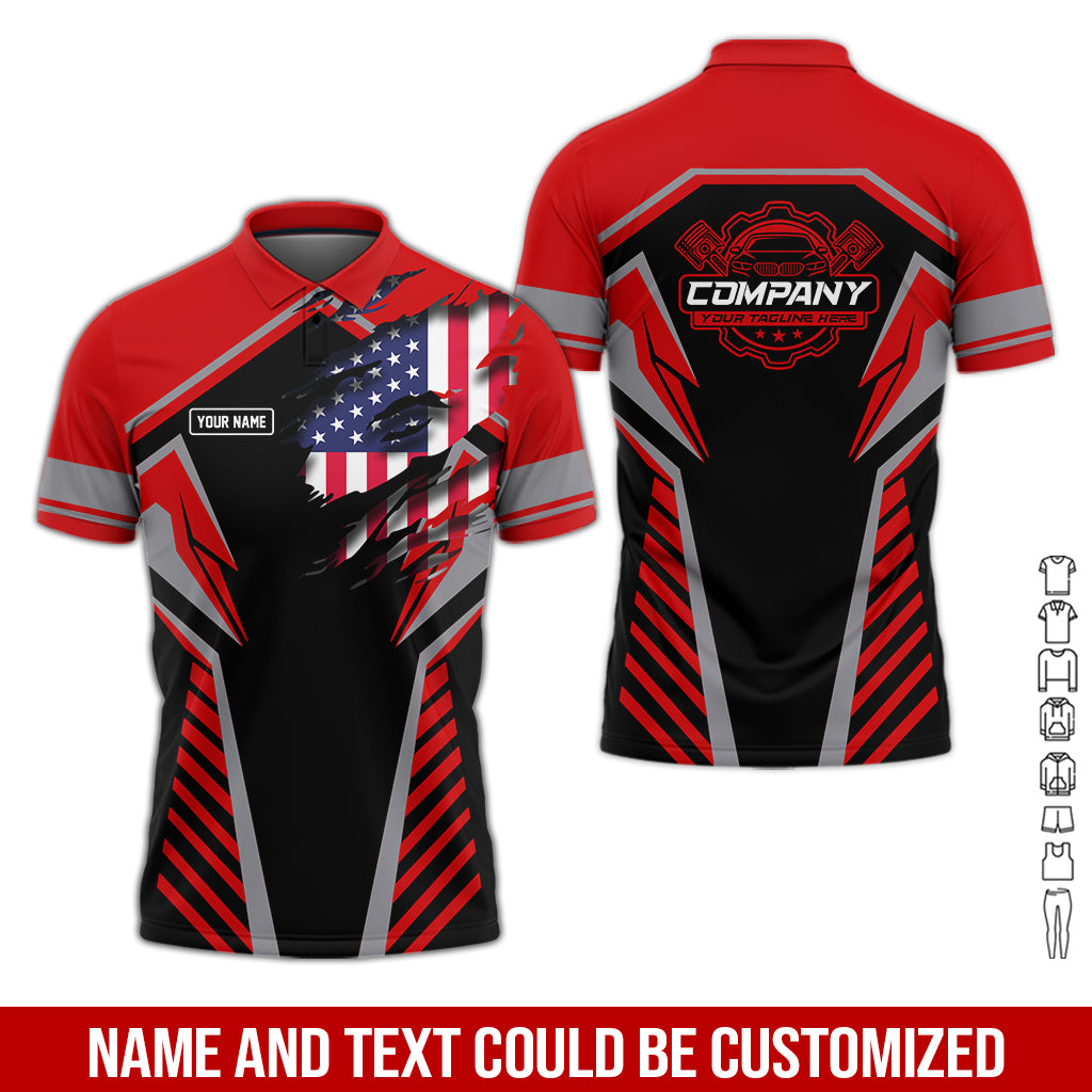 Blisscorners Personalized Diesel Mechanic Shirt, Red Garage Uniform, Gift for Car Guys & Technicians, Size S to 5XL