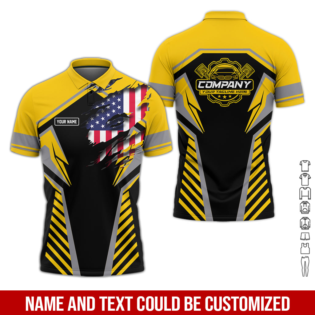 Blisscorners Personalized Diesel Mechanic Shirt, Yellow Garage Uniform, Gift for Car Guys & Technicians, Size S to 5XL