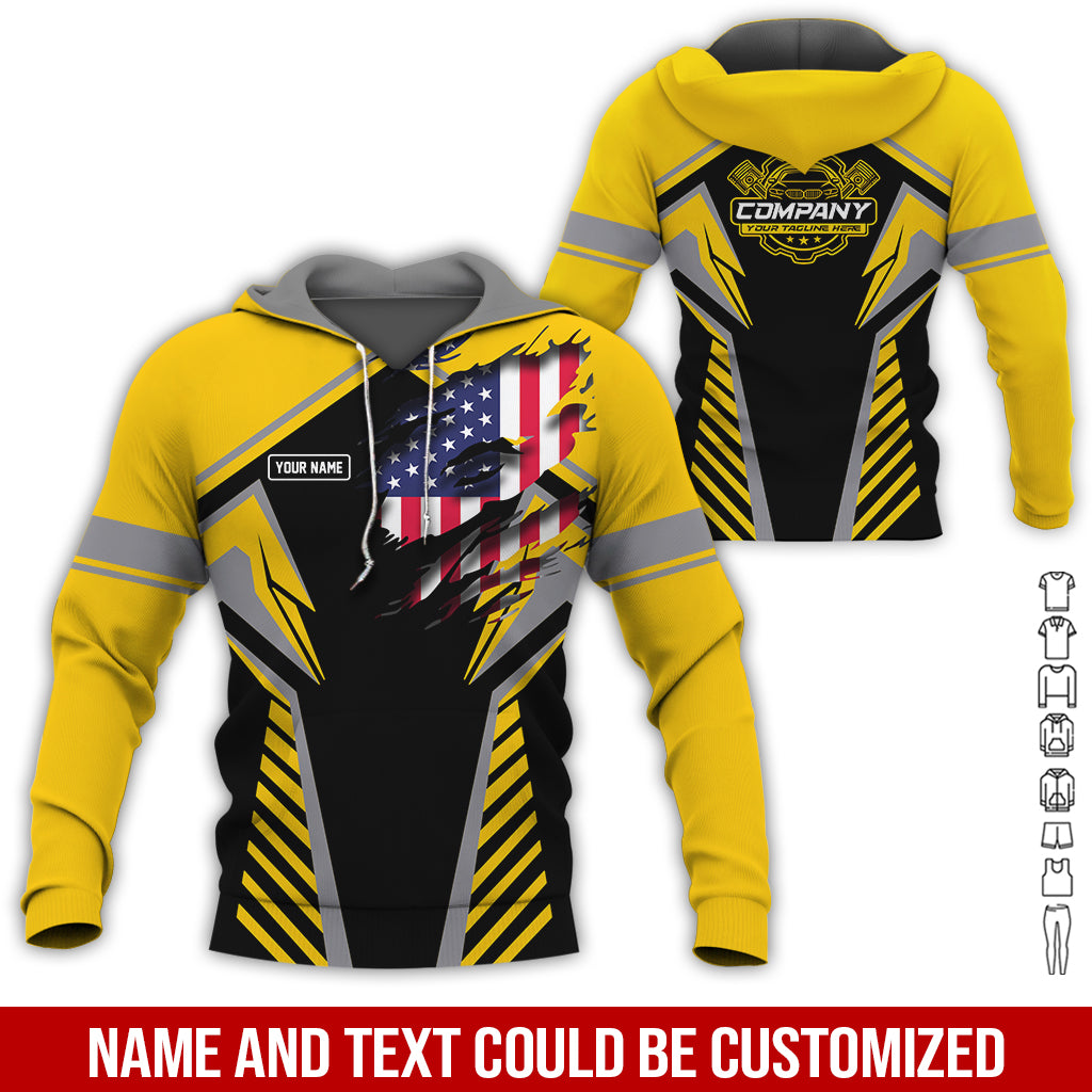 Blisscorners Personalized Diesel Mechanic Shirt, Yellow Garage Uniform, Gift for Car Guys & Technicians, Size S to 5XL