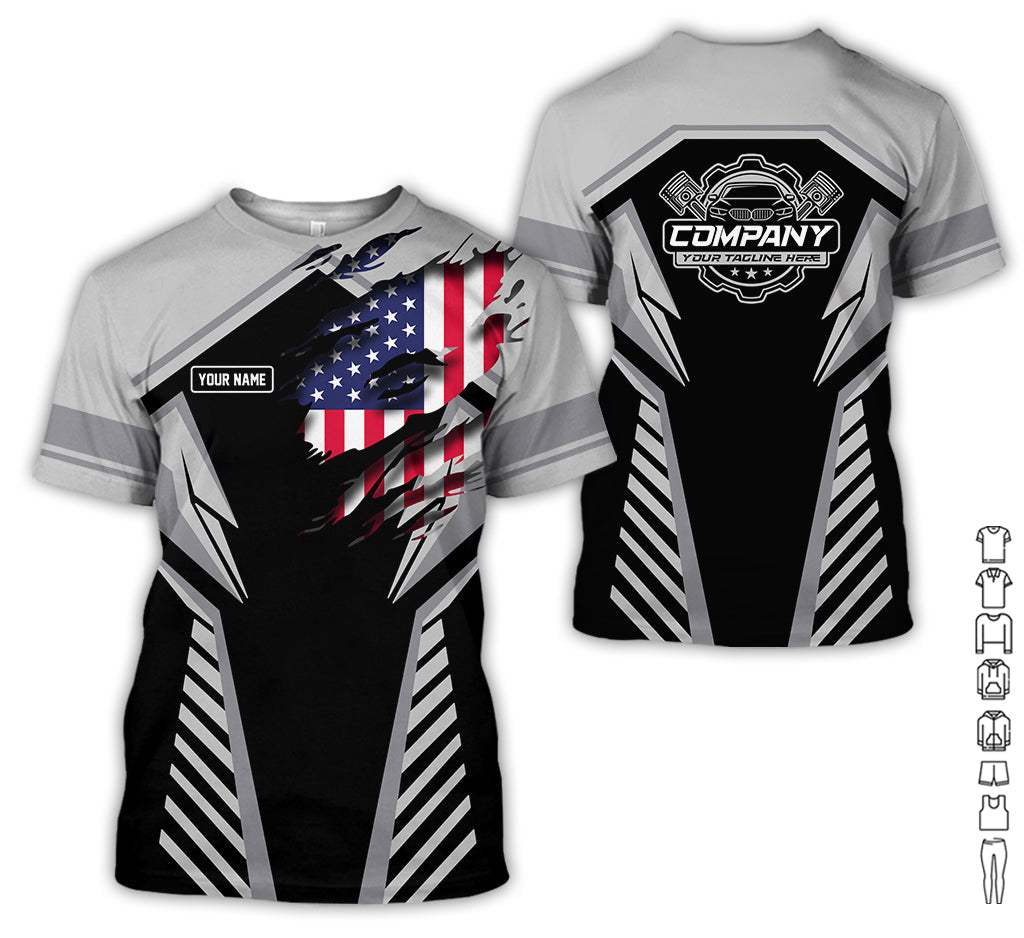 Blisscorners Personalized Diesel Mechanic Shirt, Grey Garage Uniform, Gift for Car Guys & Technicians, Size S to 5XL