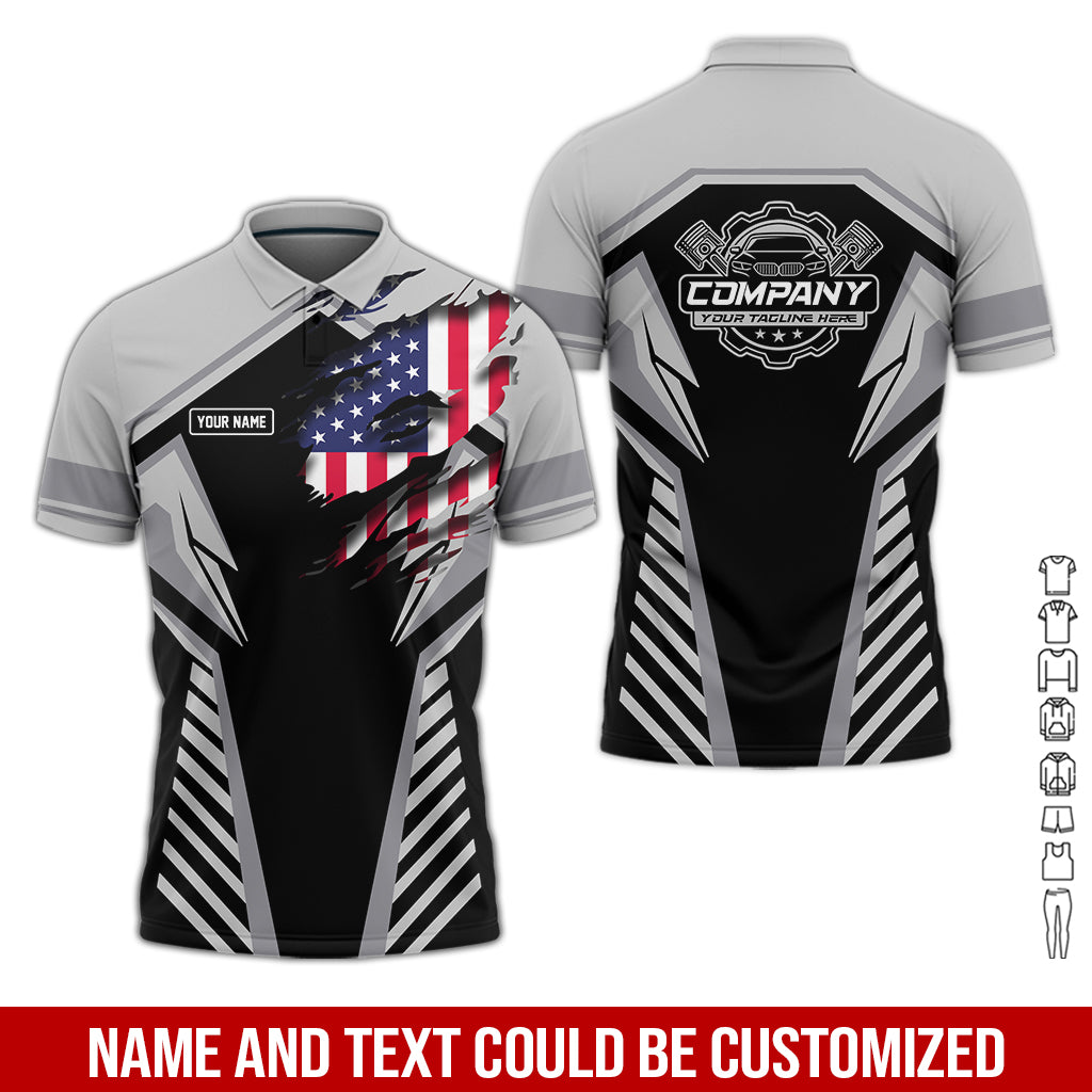 Blisscorners Personalized Diesel Mechanic Shirt, Grey Garage Uniform, Gift for Car Guys & Technicians, Size S to 5XL