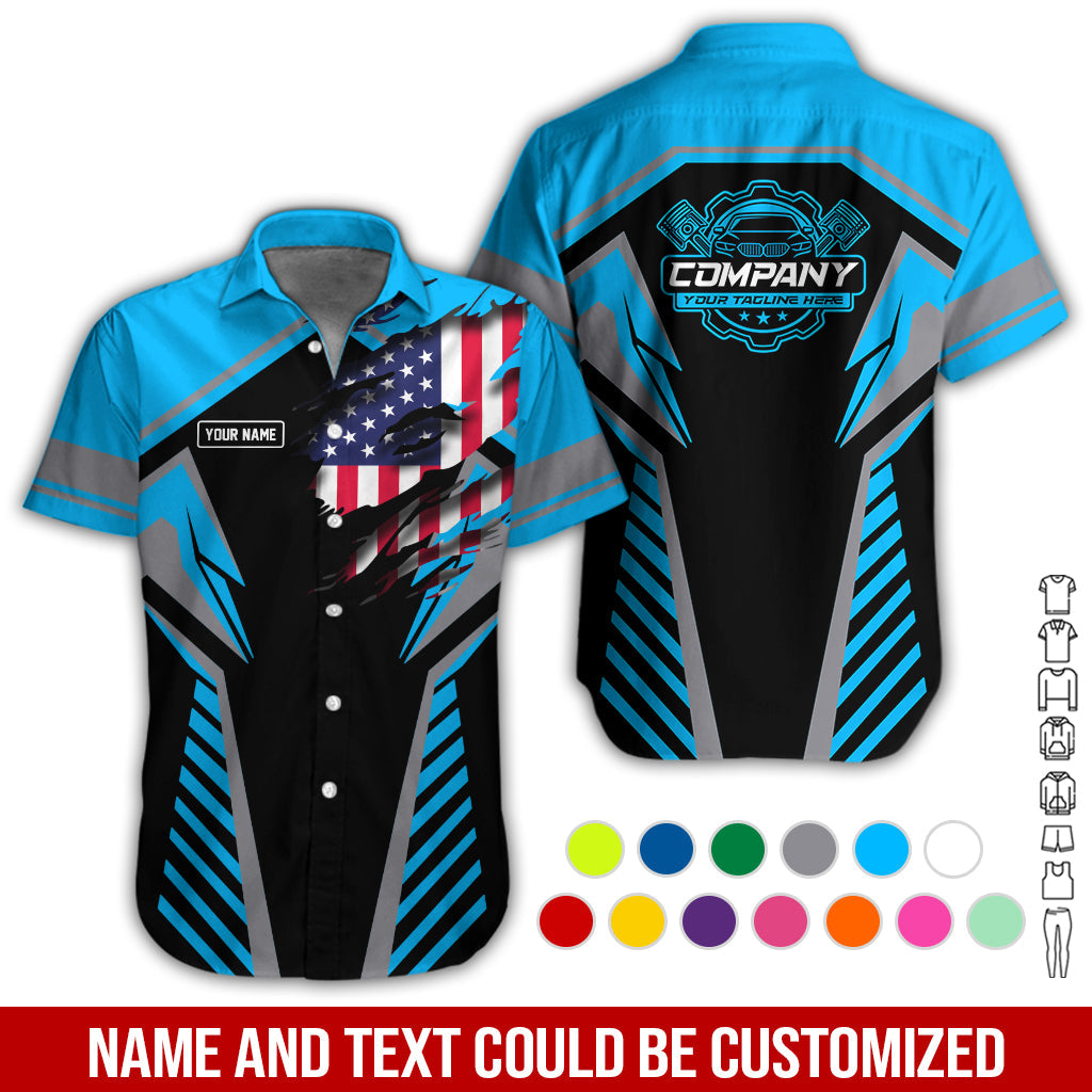 Blisscorners Personalized Diesel Mechanic Shirt, Blue Garage Uniform, Gift for Car Guys & Technicians, Size S to 5XL