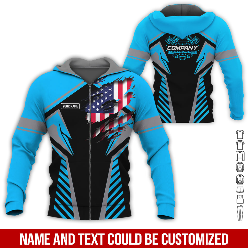 Blisscorners Personalized Diesel Mechanic Shirt, Blue Garage Uniform, Gift for Car Guys & Technicians, Size S to 5XL