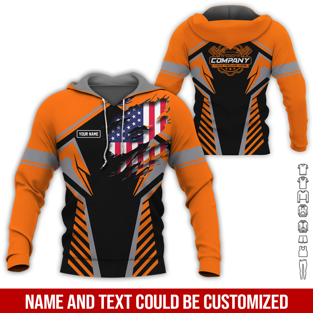 Blisscorners Personalized Diesel Mechanic Shirt, Orange Garage Uniform, Gift for Car Guys & Technicians, Size S to 5XL