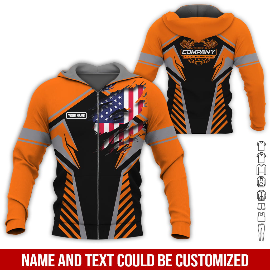 Blisscorners Personalized Diesel Mechanic Shirt, Orange Garage Uniform, Gift for Car Guys & Technicians, Size S to 5XL
