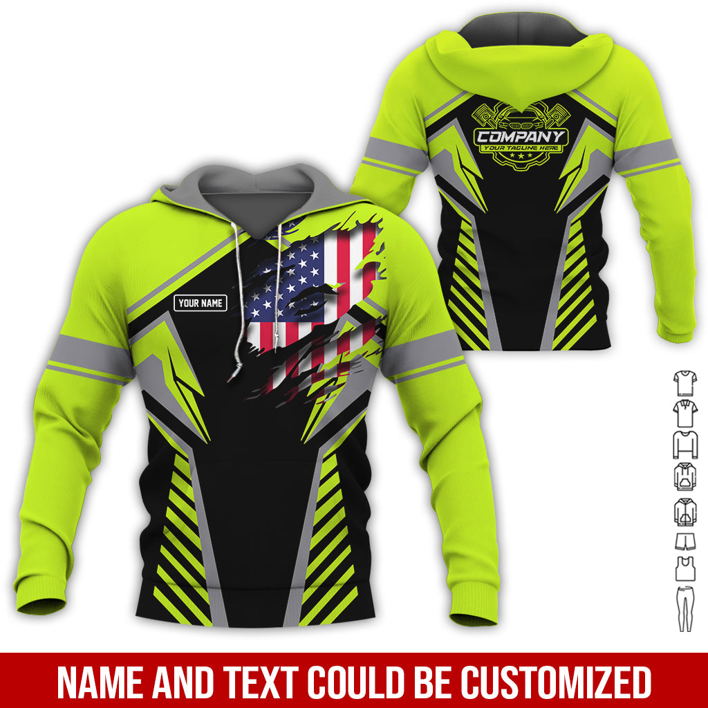 Blisscorners Personalized Diesel Mechanic Shirt, Yellow Green Garage Uniform, Gift for Car Guys & Technicians, Size S to 5XL