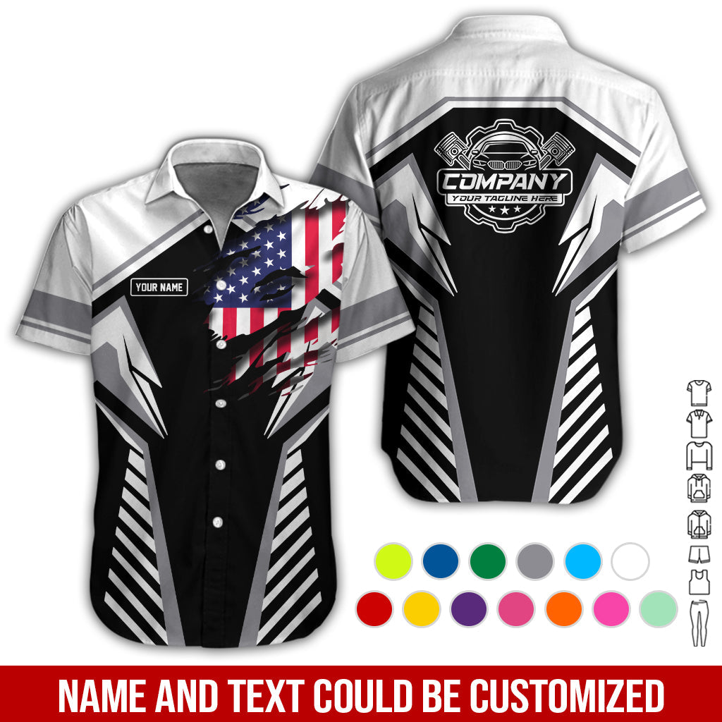 Blisscorners Personalized Diesel Mechanic Shirt, White Garage Uniform, Gift for Car Guys & Technicians, Size S to 5XL