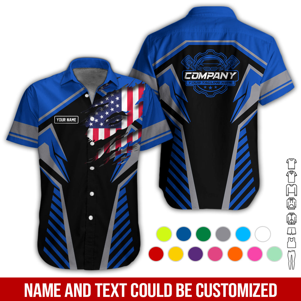 Blisscorners Personalized Diesel Mechanic Shirt, Navy Garage Uniform, Gift for Car Guys & Technicians, Size S to 5XL