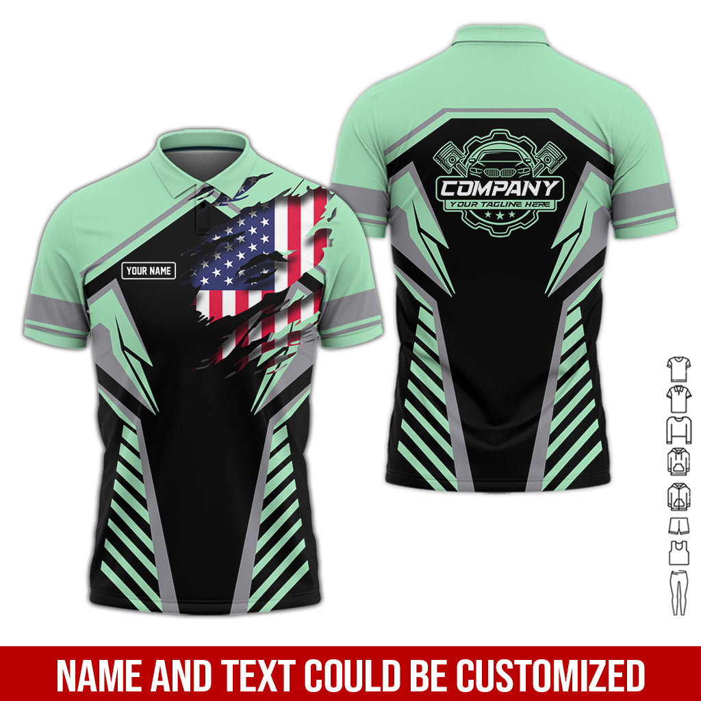 Blisscorners Personalized Diesel Mechanic Shirt, Seafoam Garage Uniform, Gift for Car Guys & Technicians, Size S to 5XL