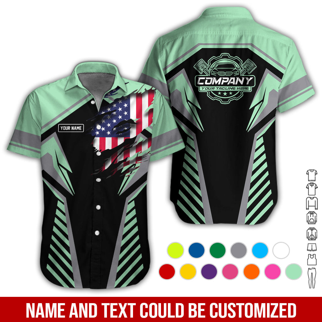 Blisscorners Personalized Diesel Mechanic Shirt, Seafoam Garage Uniform, Gift for Car Guys & Technicians, Size S to 5XL