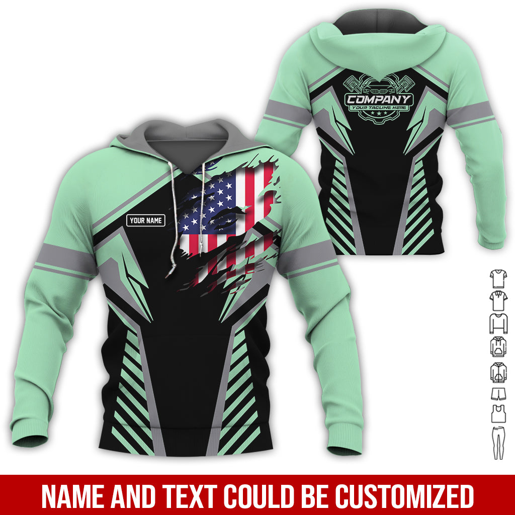 Blisscorners Personalized Diesel Mechanic Shirt, Seafoam Garage Uniform, Gift for Car Guys & Technicians, Size S to 5XL