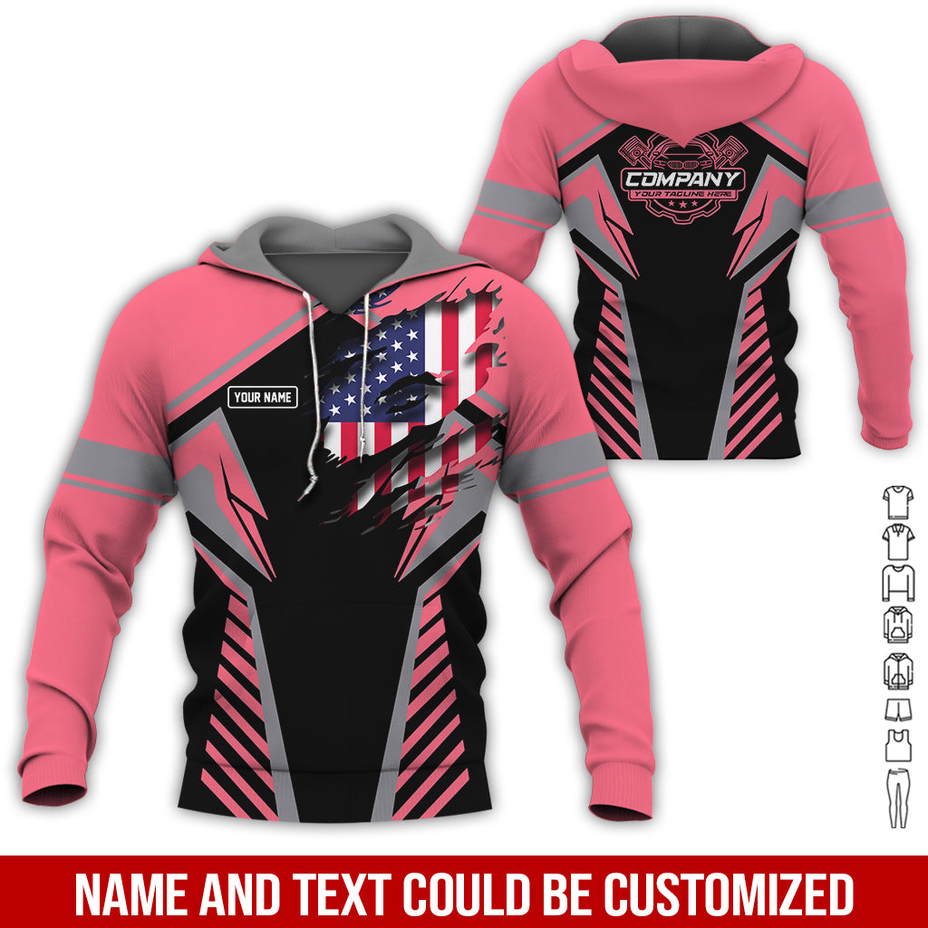 Blisscorners Personalized Diesel Mechanic Shirt, Neon Pink Garage Uniform, Gift for Car Guys & Technicians, Size S to 5XL