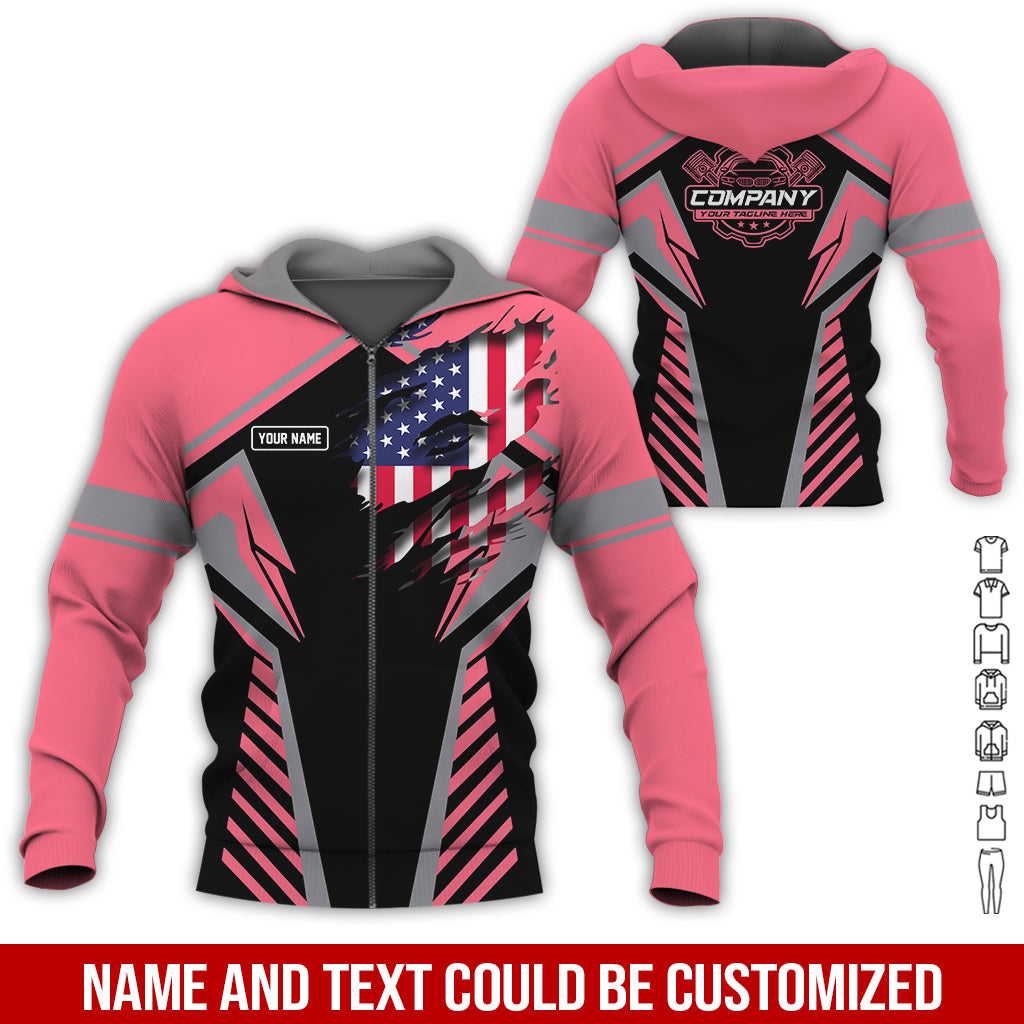 Blisscorners Personalized Diesel Mechanic Shirt, Neon Pink Garage Uniform, Gift for Car Guys & Technicians, Size S to 5XL