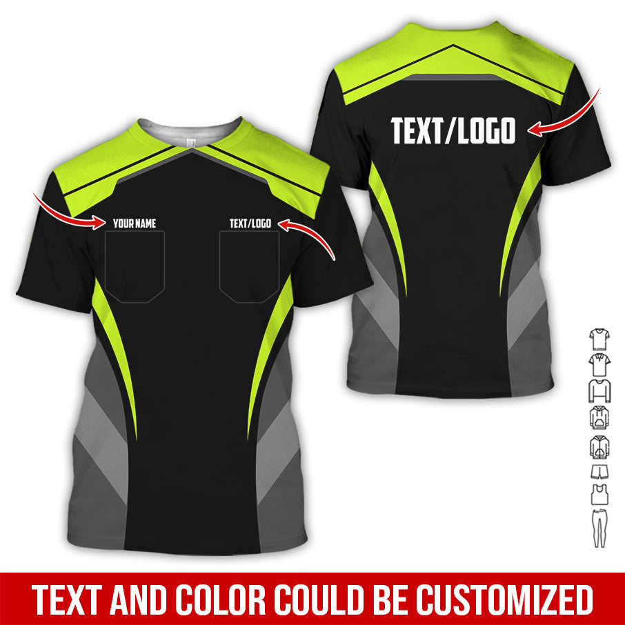 Blisscorners Custom Mechanic Shirt for Men, Printed Pocket Shirt, Yellow Green Mechanic T-Shirt, Unisex Fit for Men and Women, Gift Idea for Car Lovers & Technicians